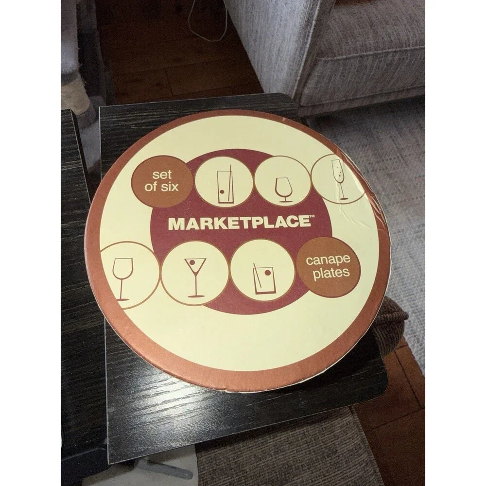 Vintage Target Marketplace Cocktails Martini appetizer plate In Original Box